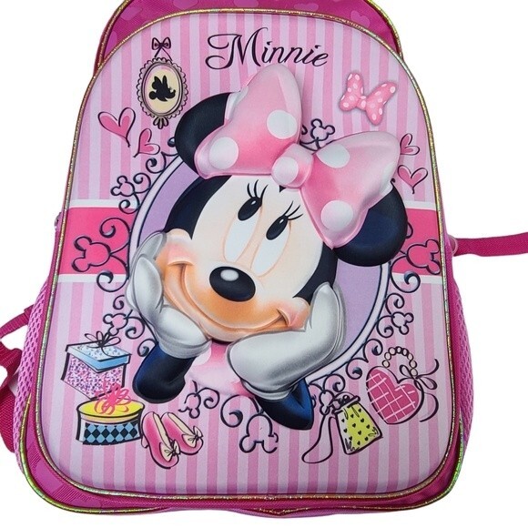 Disney Minnie Mouse Pink New Pop Out 3D Backpack - Picture 2 of 12